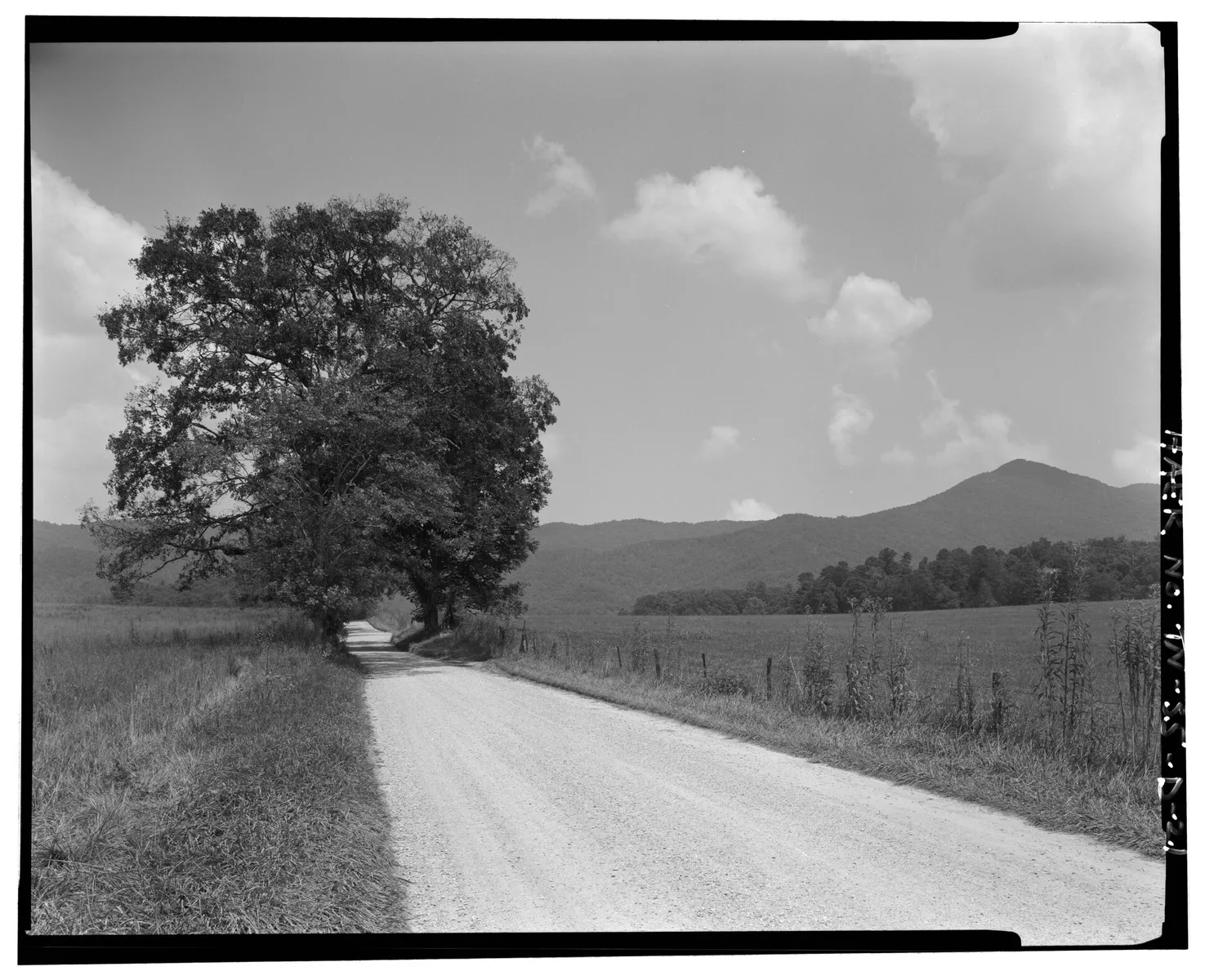 Historic view of Hyatt Lane crossing Cades Cove